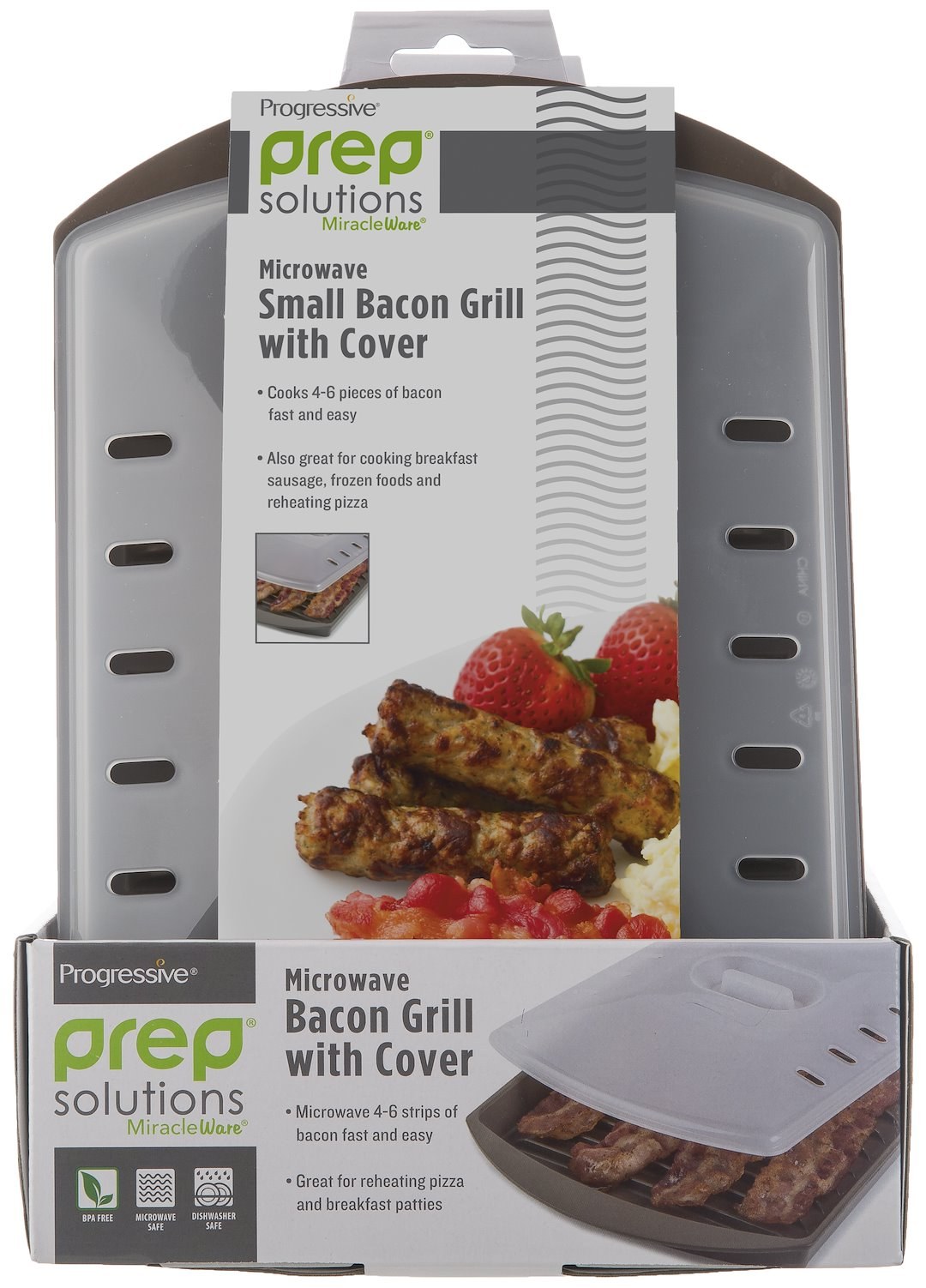 Progress Int Microwave Cookware, Grill, Perfect for Cooking Bacon/ Frozen Snacks/ Sausage Links or Reheating Pizza, Rectangular – PS-76LIDGY