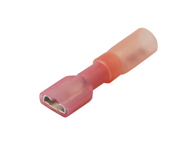 Pacer Wire Terminal End, Female Disconnect, 22-18 Gauge Wire, Tinned Copper Connector/ Heat Shrink Insulation, Ul/ Csa Certified – TDE18-250FI-100