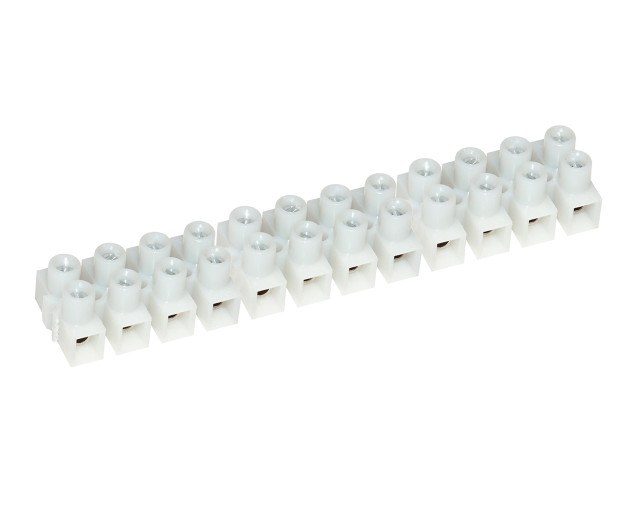 Pacer Wire Terminal Block, Used to Connect Individual Wires Without Splice, 12 Pole Double Row, Tin Plated Brass Inserts, 15 Amp, 300 Volt – E150-12