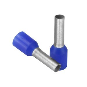 Pacer Wire Terminal End, Wire Ferrule, 14 Awg Wire, Tinned Copper Connector/ Heat Shrink Insulation, Blue Insulator, Pack of 25 – TFRL14-8MM-25