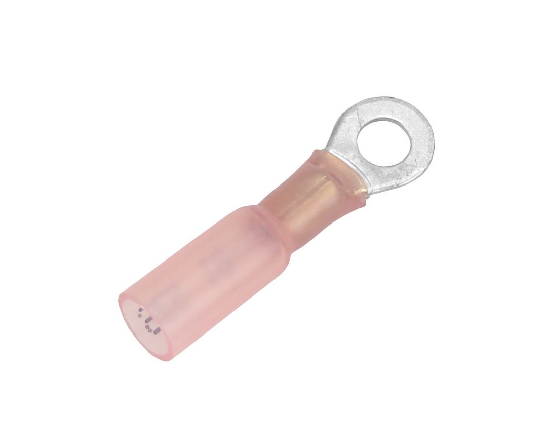 Pacer Wire Terminal End, #10 Ring Terminal, 22-18 Gauge Wire, Tinned Copper Connector/ Heat Shrink Insulation, Ul/ Csa Certified – TE18-10R-100