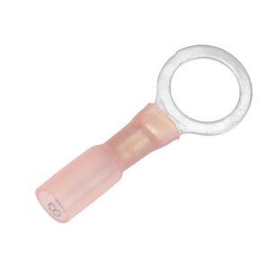 Pacer Wire Terminal End, 3/8 Inch Ring Terminal, 22-18 Gauge Wire, Tinned Copper Connector/ Heat Shrink Insulation, Ul/ Csa Certified – TE18-38R-100