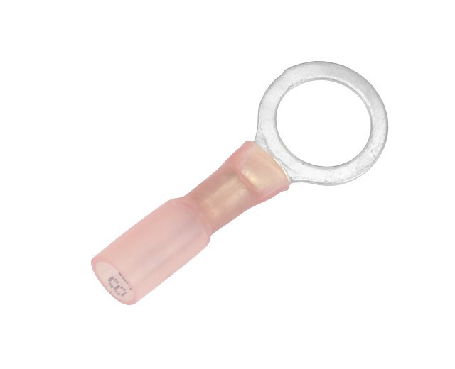 Pacer Wire Terminal End, 3/8 Inch Ring Terminal, 22-18 Gauge Wire, Tinned Copper Connector/ Heat Shrink Insulation, Ul/ Csa Certified – TE18-38R-100