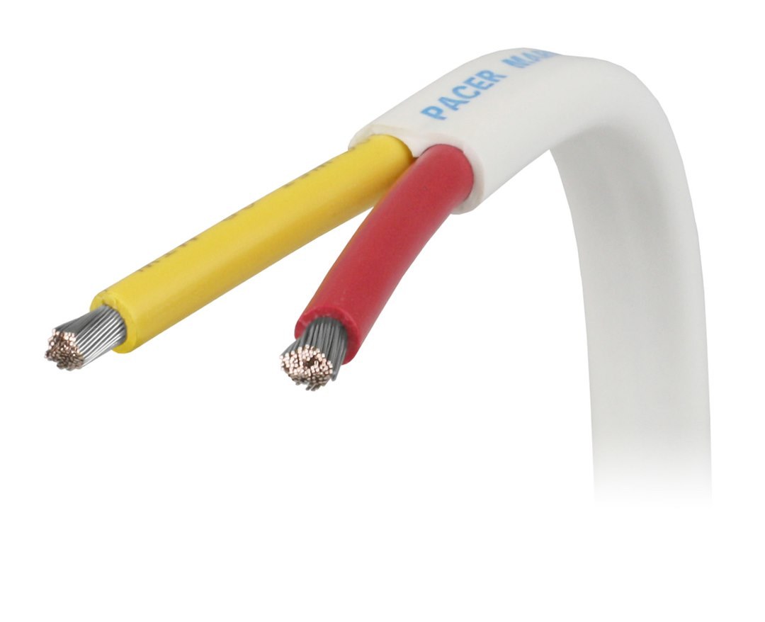 Pacer Duplex Wire, Stranded Conductor, 12/2 Awg, Flat Encasement, 600 Volts, 100 Foot Roll, Red/ Yellow – W12/2RYW-100