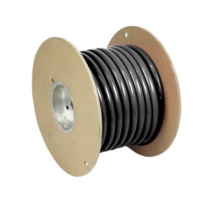 Pacer Battery Cable, Without Terminal, Black Negative, 1/0 Gauge, 600 Volts, Tinned Copper Conductor/ PVC Insulation, 25 Foot Roll – WUL1/0BK-25