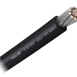 Pacer Battery Cable, Without Terminal, Black Negative, 1/0 Gauge, 600 Volts, Tinned Copper Conductor/ PVC Insulation, 25 Foot Roll – WUL1/0BK-25