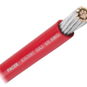 Pacer Battery Cable, Without Terminal, Red Positive, 1/0 Gauge, 600 Volts, Tinned Copper Conductor/ PVC Insulation, 100 Foot Roll – WUL1/0RD-100
