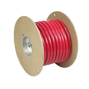 Pacer Battery Cable, Without Terminal, Red Positive, 1/0 Gauge, 600 Volts, Tinned Copper Conductor/ PVC Insulation, 25 Foot Roll – WUL1/0RD-25