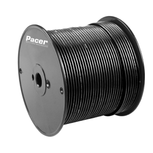 Pacer Primary Wire, Stranded Conductor, 14 Gauge, 600 Volts, Black, 500 Foot Roll, Tinned Copper Conductor/ PVC Insulation – WUL14BK-500