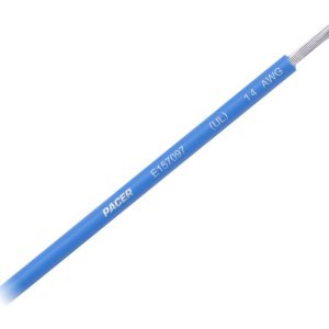 Pacer Primary Wire, Stranded Conductor, 14 Gauge, 600 Volts, Blue, 100 Foot Roll, Tinned Copper Conductor/ PVC Insulation – WUL14BL-100