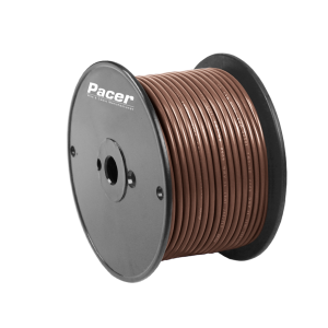 Pacer Primary Wire, Stranded Conductor, 14 Gauge, 600 Volts, Brown, 100 Foot Roll, Tinned Copper Conductor/ PVC Insulation – WUL14BR-100