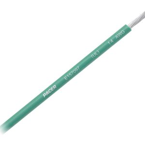 Pacer Primary Wire, Stranded Conductor, 14 Gauge, 600 Volts, Green, 100 Foot Roll, Tinned Copper Conductor/ PVC Insulation – WUL14GN-100