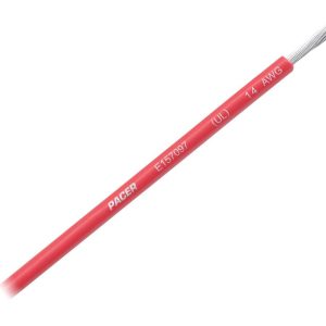 Pacer Primary Wire, Stranded Conductor, 14 Gauge, 600 Volts, Red, 100 Foot Roll, Tinned Copper Conductor/ PVC Insulation – WUL14RD-100