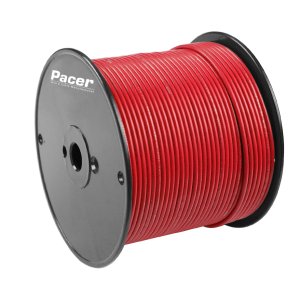 Pacer Primary Wire, Stranded Conductor, 14 Gauge, 600 Volts, Red, 500 Foot Roll, Tinned Copper Conductor/ PVC Insulation – WUL14RD-500
