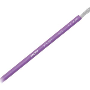 Pacer Primary Wire, Stranded Conductor, 14 Gauge, 600 Volts, Violet, 100 Foot Roll, Tinned Copper Conductor/ PVC Insulation – WUL14VI-100