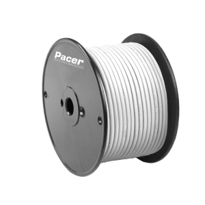 Pacer Primary Wire, Stranded Conductor, 14 Gauge, 600 Volts, White, 100 Foot Roll, Tinned Copper Conductor/ PVC Insulation – WUL14WH-100