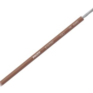 Pacer Primary Wire, Stranded Conductor, 16 Gauge, 600 Volts, Brown, 100 Foot Roll, Tinned Copper Conductor/ PVC Insulation – WUL16BR-100