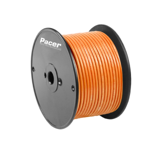 Pacer Primary Wire, Stranded Conductor, 16 Gauge, 600 Volts, Orange, 100 Foot Roll, Tinned Copper Conductor/ PVC Insulation – WUL16OR-100