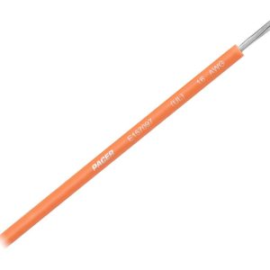 Pacer Primary Wire, Stranded Conductor, 16 Gauge, 600 Volts, Orange, 100 Foot Roll, Tinned Copper Conductor/ PVC Insulation – WUL16OR-100