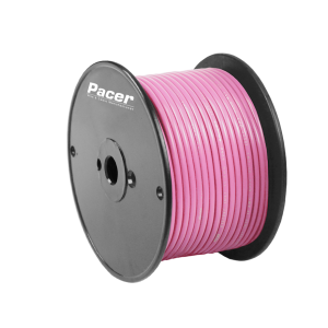 Pacer Primary Wire, Stranded Conductor, 16 Gauge, 600 Volts, Pink, 100 Foot Roll, Tinned Copper Conductor/ PVC Insulation – WUL16PK-100