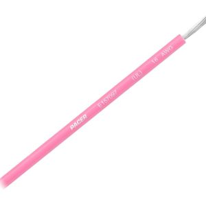 Pacer Primary Wire, Stranded Conductor, 16 Gauge, 600 Volts, Pink, 100 Foot Roll, Tinned Copper Conductor/ PVC Insulation – WUL16PK-100