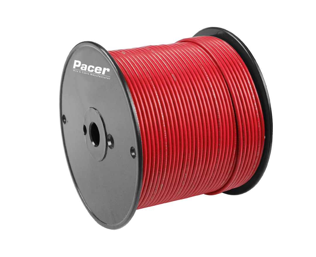 Pacer Primary Wire, Stranded Conductor, 16 Gauge, 600 Volts, Red, 500 Foot Roll, Tinned Copper Conductor/ PVC Insulation – WUL16RD-500