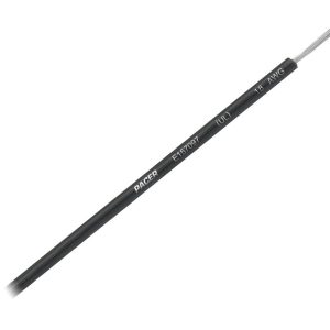 Pacer Primary Wire, Stranded Conductor, 18 Gauge, 600 Volts, Black, 100 Foot Roll, Tinned Copper Conductor/ PVC Insulation – WUL18BK-100