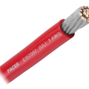 Pacer Battery Cable, Without Terminal, Red Positive, 1 Gauge, 600 Volts, Tinned Copper Conductor/ PVC Insulation, 50 Foot Roll – WUL1RD-50