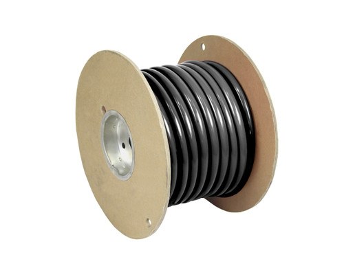 Pacer Battery Cable, Without Terminal, Black Negative, 2/0 Gauge, 600 Volts, Tinned Copper Conductor/ PVC Insulation, 25 Foot Roll – WUL2/0BK-25