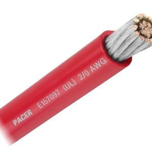 Pacer Battery Cable, Without Terminal, Red Positive, 2/0 Gauge, 600 Volts, Tinned Copper Conductor/ PVC Insulation, 25 Foot Roll – WUL2/0RD-25
