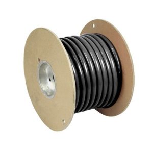 Pacer Battery Cable, Without Terminal, Black Negative, 2 Gauge, 600 Volts, Tinned Copper Conductor/ PVC Insulation, 25 Foot Roll – WUL2BK-25