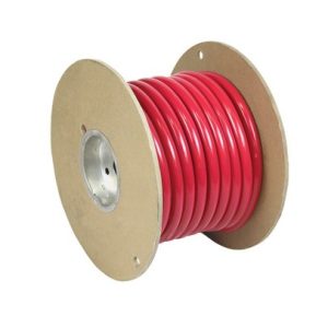 Pacer Battery Cable, Without Terminal, Red Positive, 2 Gauge, 600 Volts, Tinned Copper Conductor/ PVC Insulation, 25 Foot Roll – WUL2RD-25