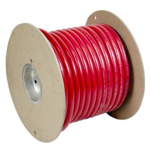 Pacer Battery Cable, Without Terminal, Red Positive, 4/0 Gauge, 600 Volts, Tinned Copper Conductor/ PVC Insulation, 100 Foot Roll – WUL4/0RD-100