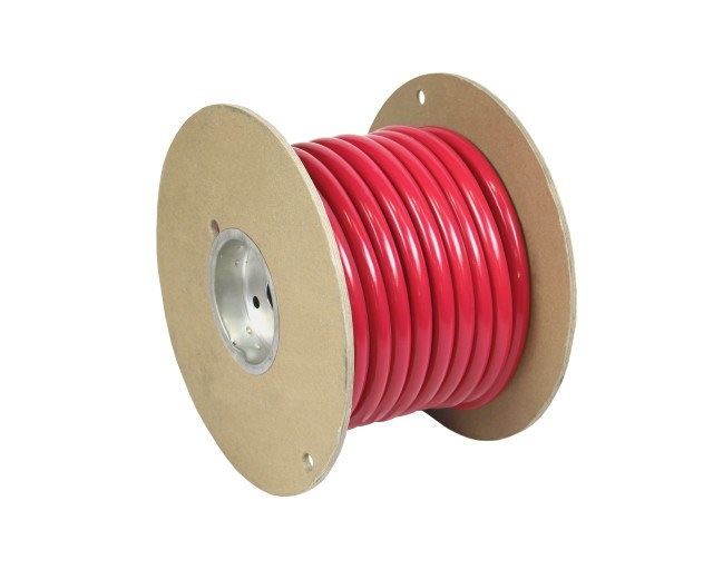 Pacer Battery Cable, Red Positive, 4/0 Gauge, 600 Volt, Tinned Copper Conductor/ PVC Insulation, 50 Foot Roll – WUL4/0RD-50