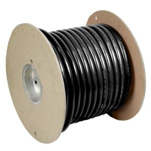 Pacer Battery Cable, Without Terminal, Black Negative, 4 Gauge, 600 Volts, Tinned Copper Conductor/ PVC Insulation, 100 Foot Roll – WUL4BK-100