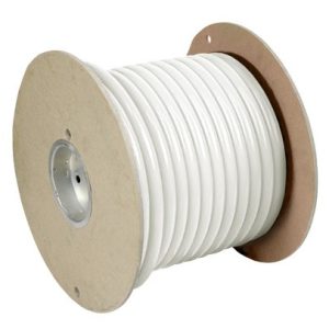Pacer Battery Cable, Without Terminal, White Negative, 6 Gauge, 600 Volts, Tinned Copper Conductor/ PVC Insulation, 100 Foot Roll – WUL6WH-100