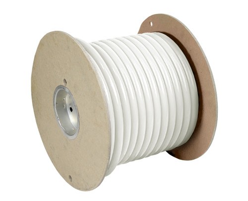 Pacer Battery Cable, Without Terminal, White Negative, 6 Gauge, 600 Volts, Tinned Copper Conductor/ PVC Insulation, 100 Foot Roll – WUL6WH-100