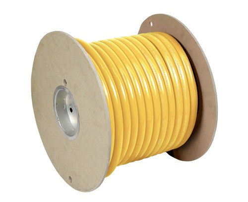 Pacer Battery Cable, Without Terminal, Yellow Negative, 6 Gauge, 600 Volts, Tinned Copper Conductor/ PVC Insulation, 100 Foot Roll – WUL6YL-100
