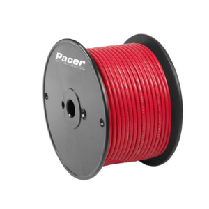 Pacer Primary Wire, Stranded Conductor, 8 Gauge, 600 Volts, Red, 100 Foot Roll, Tinned Copper Conductor/ PVC Insulation – WUL8RD-100