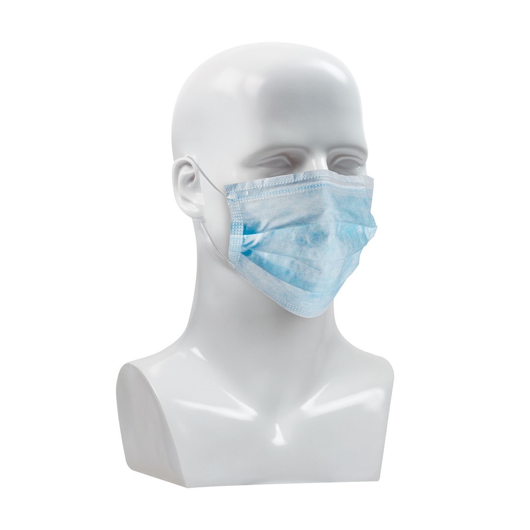 Protective I Face Mask, Pip®, Protects from Dust, 3-PLY Construction, Disposable, Loops Over Ears, Light Blue, Box of 50 – 270-4000