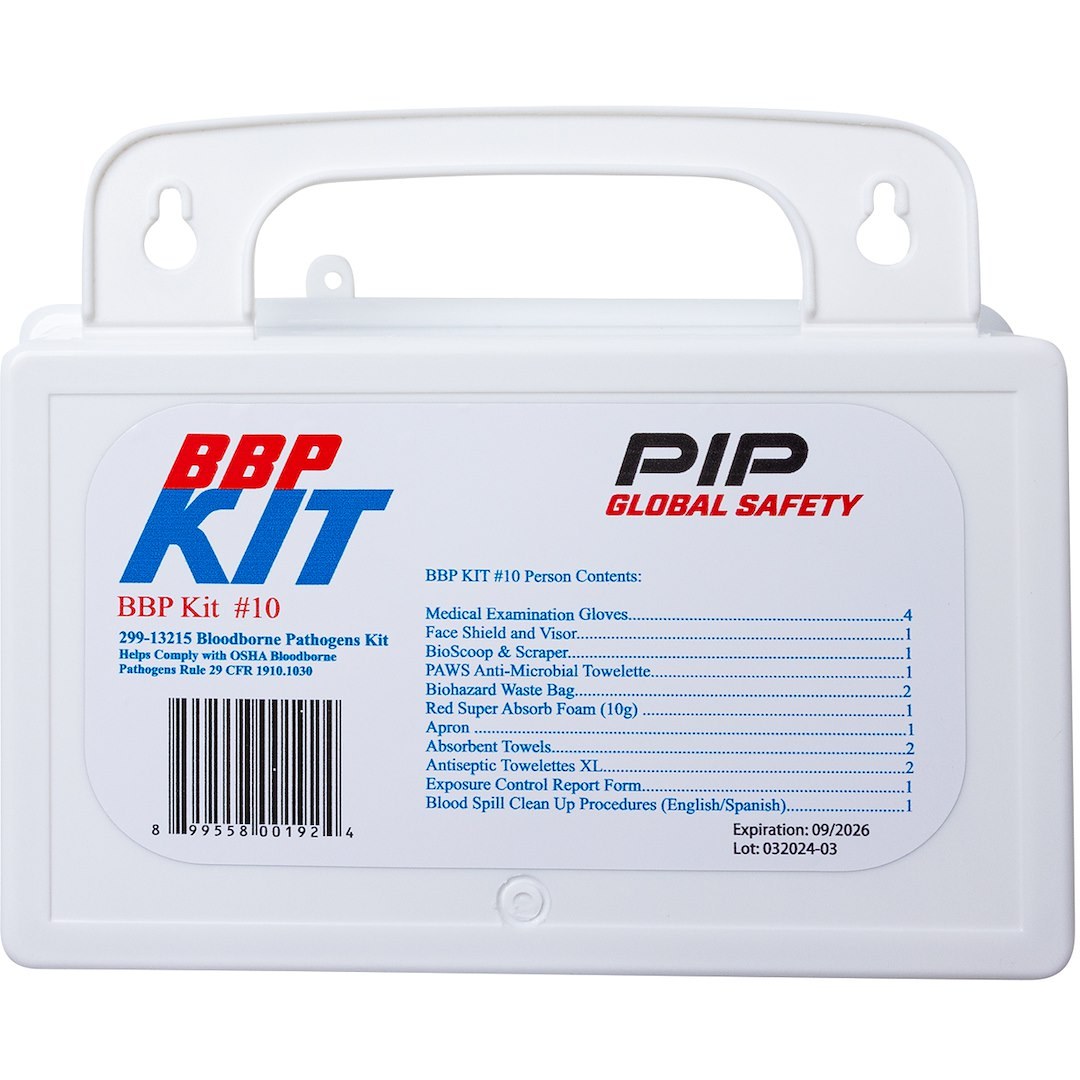 Protective I First Aid Kit, Pip®, Wall Mountable, Bloodborne Pathogens Kit, White Plastic Case, 36 Piece Kit – 299-13215