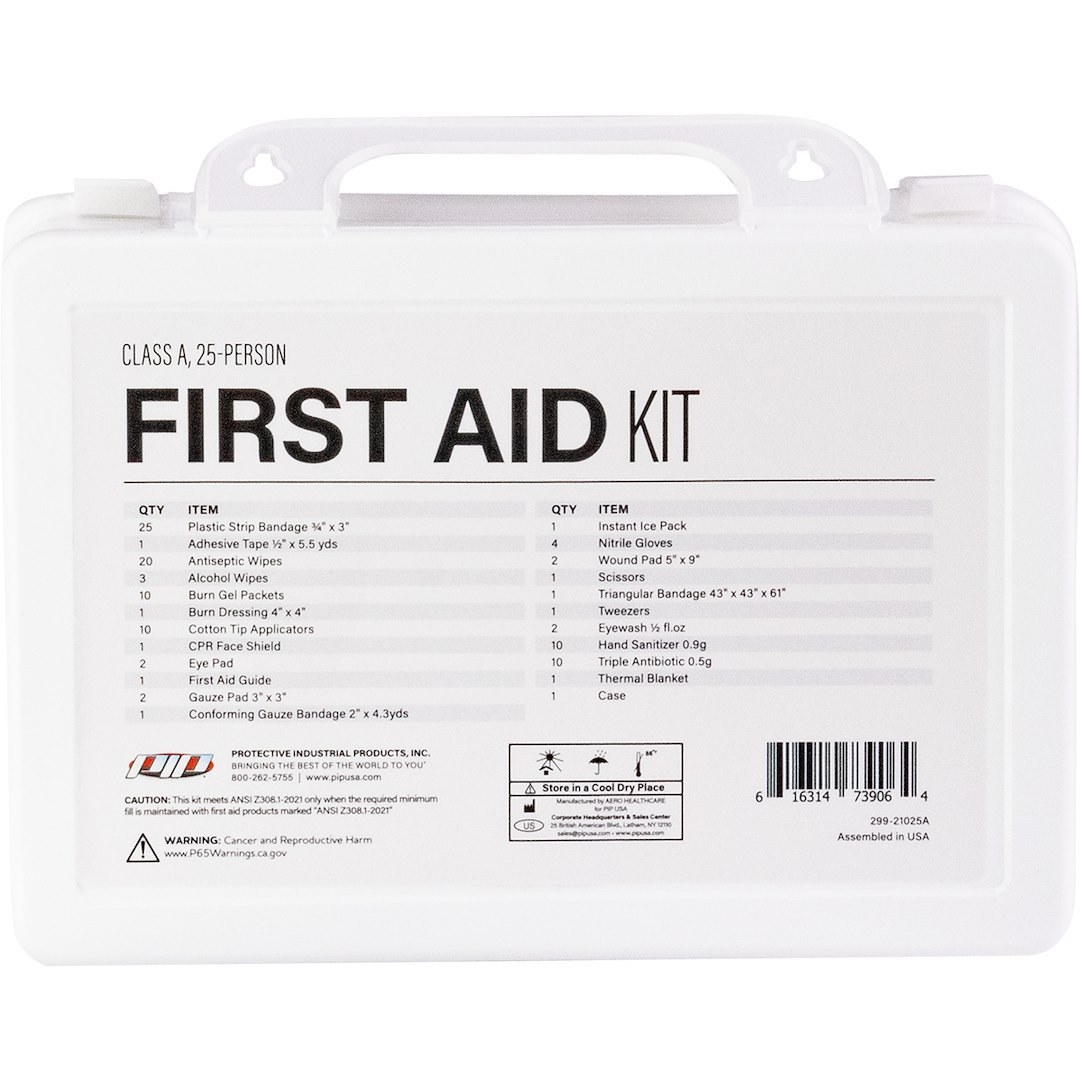 Protective I First Aid Kit, Pip®, Wall Mountable, White Plastic Kit, 111 Piece Kit – 299-21025A