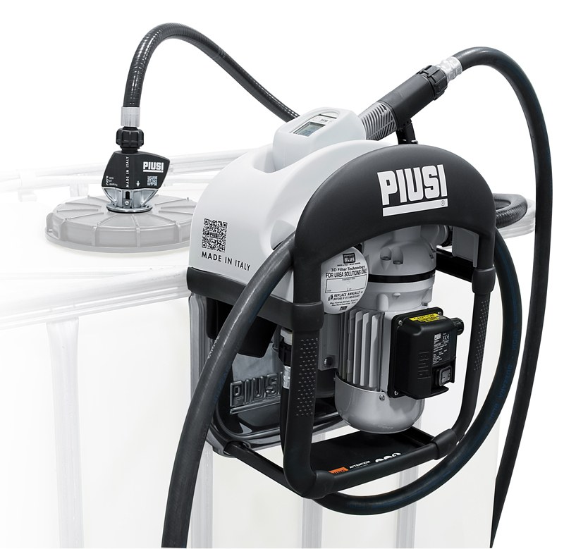 Piusi Liquid Transfer Tank Pump, THREE25, Diesel Exhaust Fluid, 12 Volt DC, Electric, 9 Gallons Per Minute, 20 Foot Hose, Automatic Nozzle – F00101A1A
