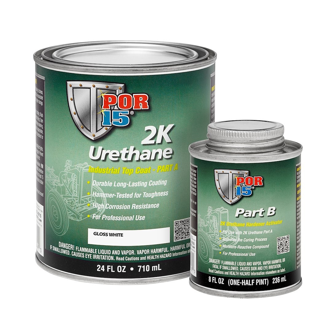 Por 15 Paint, Used for Coating Machinery Guards/ Heavy Equipment/ Chassis/ Skid Plate/ Industrial Applications, Gloss White, Can, 1 Quart – 43404