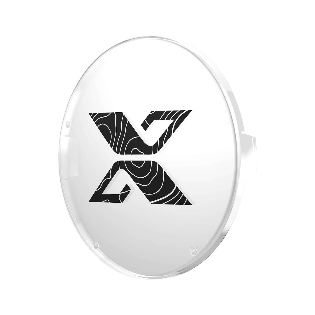 Project X Driving/ Fog Light Cover, Series X, 8.5 Inch Round, Clear, Polycarbonate, With Logo, Single – AC538813-1