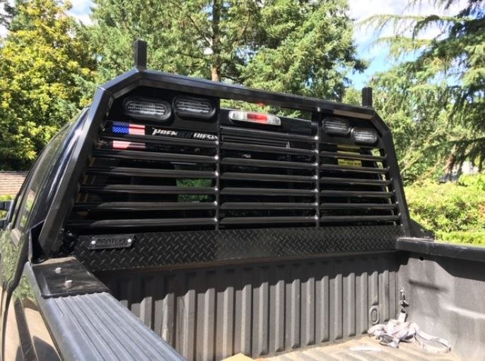 Protech Ind. Headache Rack, Frame Only, Powder Coated, Textured Black, Aluminum, Can Be Used with Cross Bed Tool Box – 57-6887-24-TB