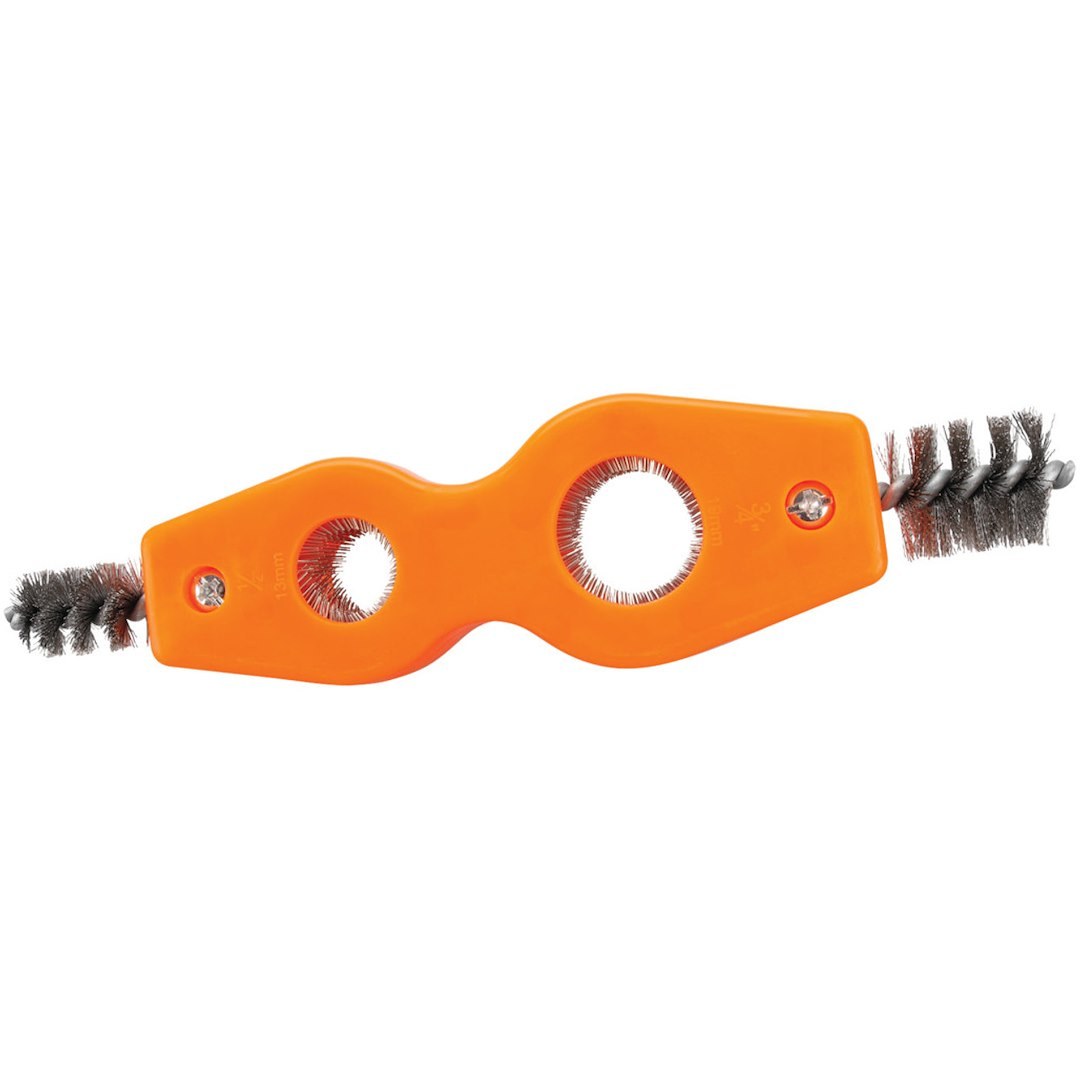 Performance Tool Battery Terminal Cleaner, 4-IN-1, Use to Clean Battery Post and Terminals, Orange, ABS Housing/ Stainless Steel Brush, Single – 1538
