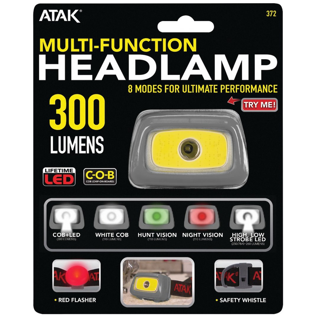 Performance Tool Work Light, Headband, Multi-Function Headlamp, 300 Lumens, LED, Battery Powered – 372