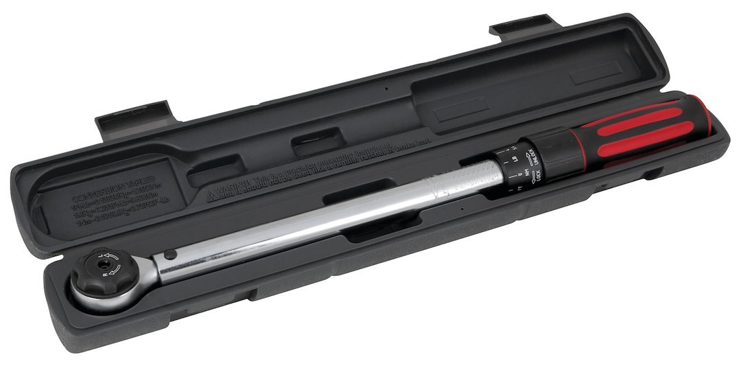 Performance Tool Torque Wrench, Lock/ Unlock Collar Type, 3/8 Inch Drive, 10-100 Foot Pound Torque Range – M198