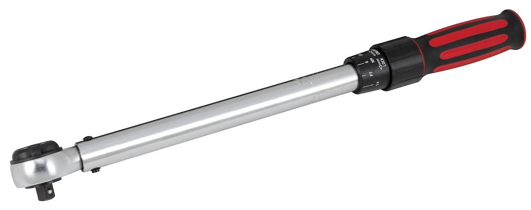 Performance Tool Torque Wrench, Lock/ Unlock Collar Type, 3/8 Inch Drive, 10-100 Foot Pound Torque Range – M198